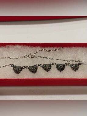 Sterling-Tone Heart Link Bracelet - Silver